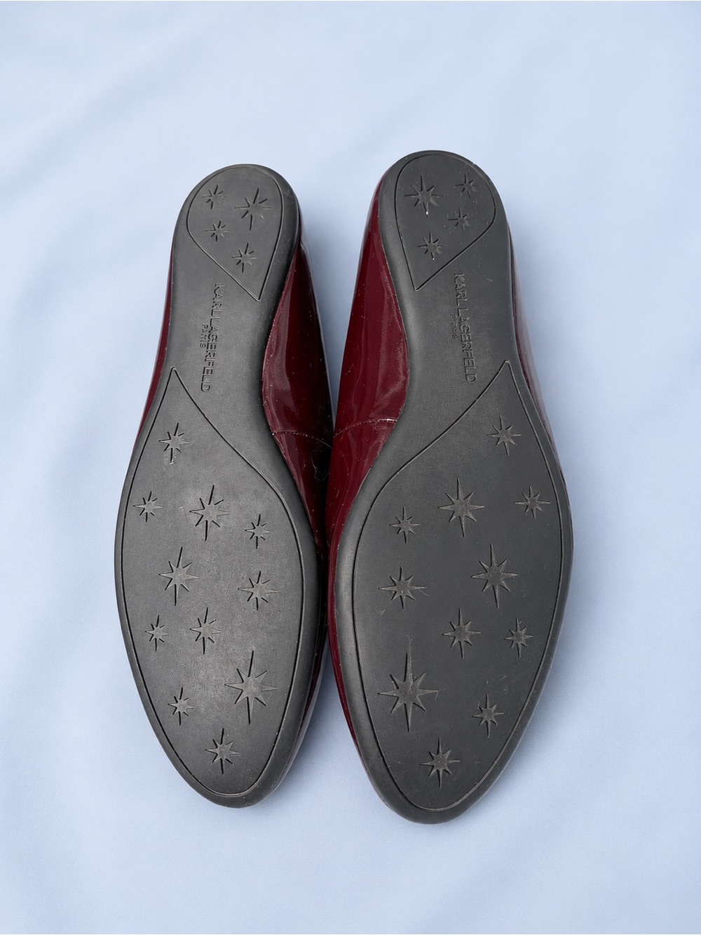 Karl Lagerfeld Paris Vada Flats Burgundy Patent Leather Pointed Toe Size 7 - Picture 7 of 11